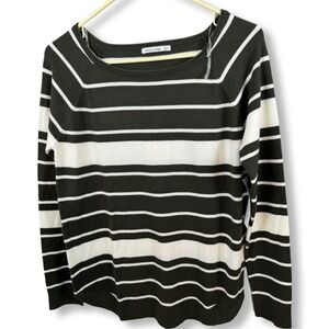 Pink Clover Sweater Women's M Brown Cream Striped Pullover Soft Knit Top W 48